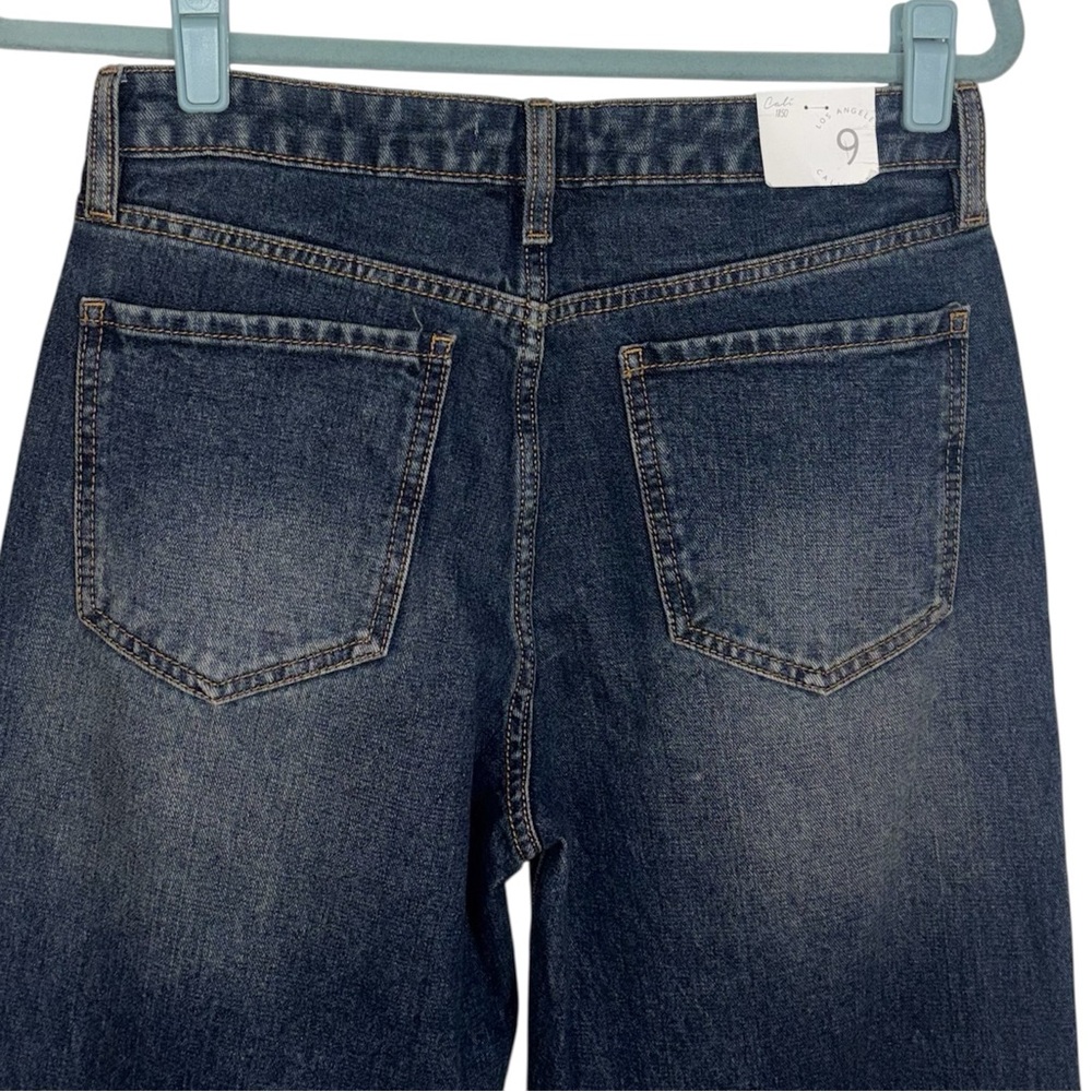 Cali1850 Jeans Straight Leg Leopard Heart Patch Mid Rise Dark Wash Size 9 - Picture 8 of 15